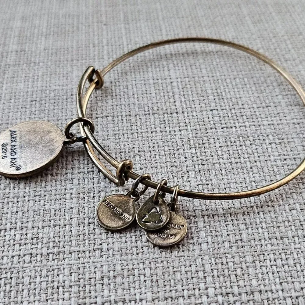 Alex And Ani Bracelet LETTER A Gold Tone Initial Wristband Wrist Fashion Jewelry - Picture 3 of 10